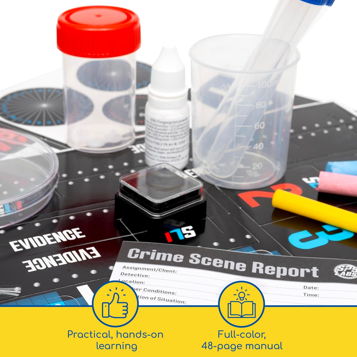 Spy Labs Master Detective Toolkit V2 – Forensic Science Kit with Fingerprint, Footprint & Tire Track Experiments + 32-Page Storybook