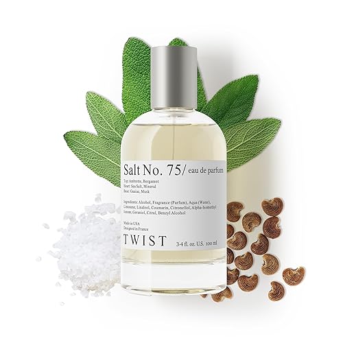 Twist Salt No. 75 - Eau De Parfum Inspired by J. Malone Wood Sage & Sea Salt, Long-Lasting Perfume For Women & Men, Paraben Free, Vegan, Clean