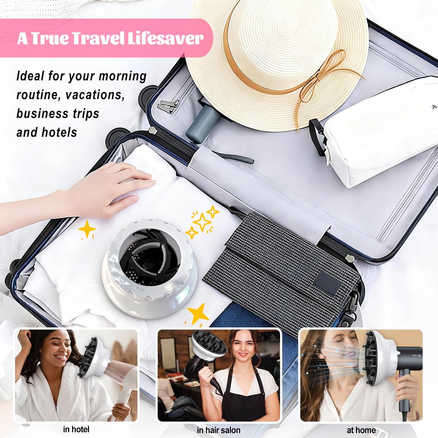 Universal Hair Diffuser for 1.4"-3.1" Blow Dryers, Diffuser Hair Dryer Attachment, Professional Hair Diffuser for Curly Wavy Long Thick Hair, Reduces Beauty and Personal Care Orista Finds