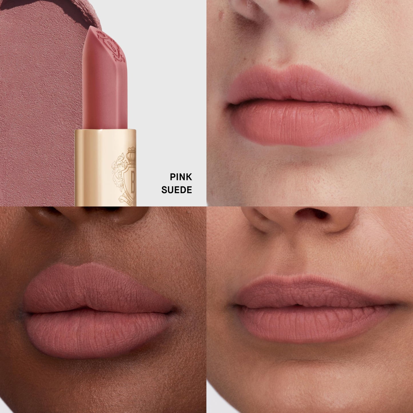 Bobbi Brown Luxe Cashmere Matte Lipstick | Non-Drying, Hydrating, Ultra-Matte Finish | Yellow Flower Complex, 0.12 Ounce, Pink Suede