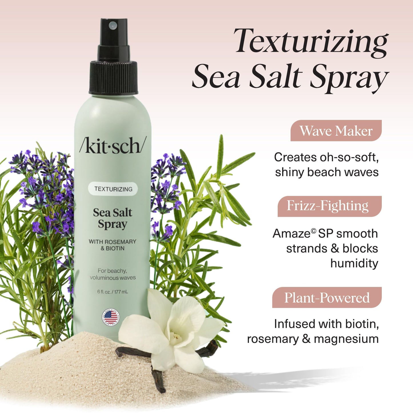 Kitsch Sea Salt Spray for Men and Women | Hair Spray with Rosemary, Biotin, Magnesium - Hair Texturizer for Natural Curls and Beach Waves | Ideal