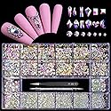 Yzzseven 12 Types of 600 Crystal AB Diamonds + 2500 Flat Rhinestones Mix 20 Styles Flatback DIY Crafts Rhinestone Crystals 3D Ornaments Flat Back