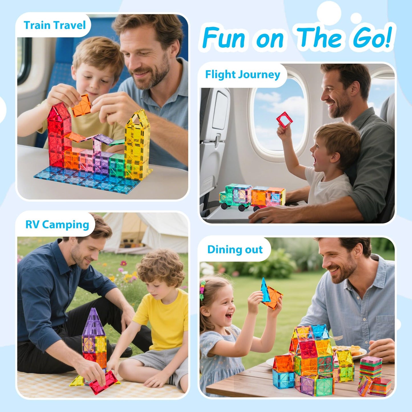 Anbalulu Magnetic Building Tiles, 134PCS Large Magnet Building Set,Magnetic Blocks, 3D STEM Stacking Toys, Magnets Toy for Kids Boys Girls