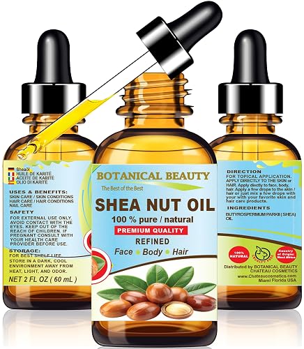 Botanical Beauty SHEA NUT OIL 100% Pure Natural Undiluted Refined Cold Pressed Carrier Oil for Face, Skin, Hair, Lip, Nails. (Karite) Nut Oil. Rich in