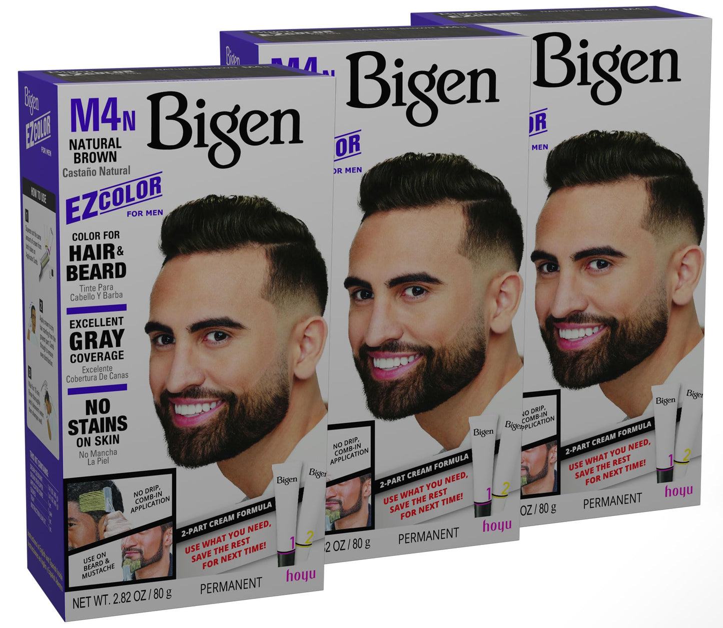 M4n Bigen EZ Color for Men Natural Brown - 3 Pack