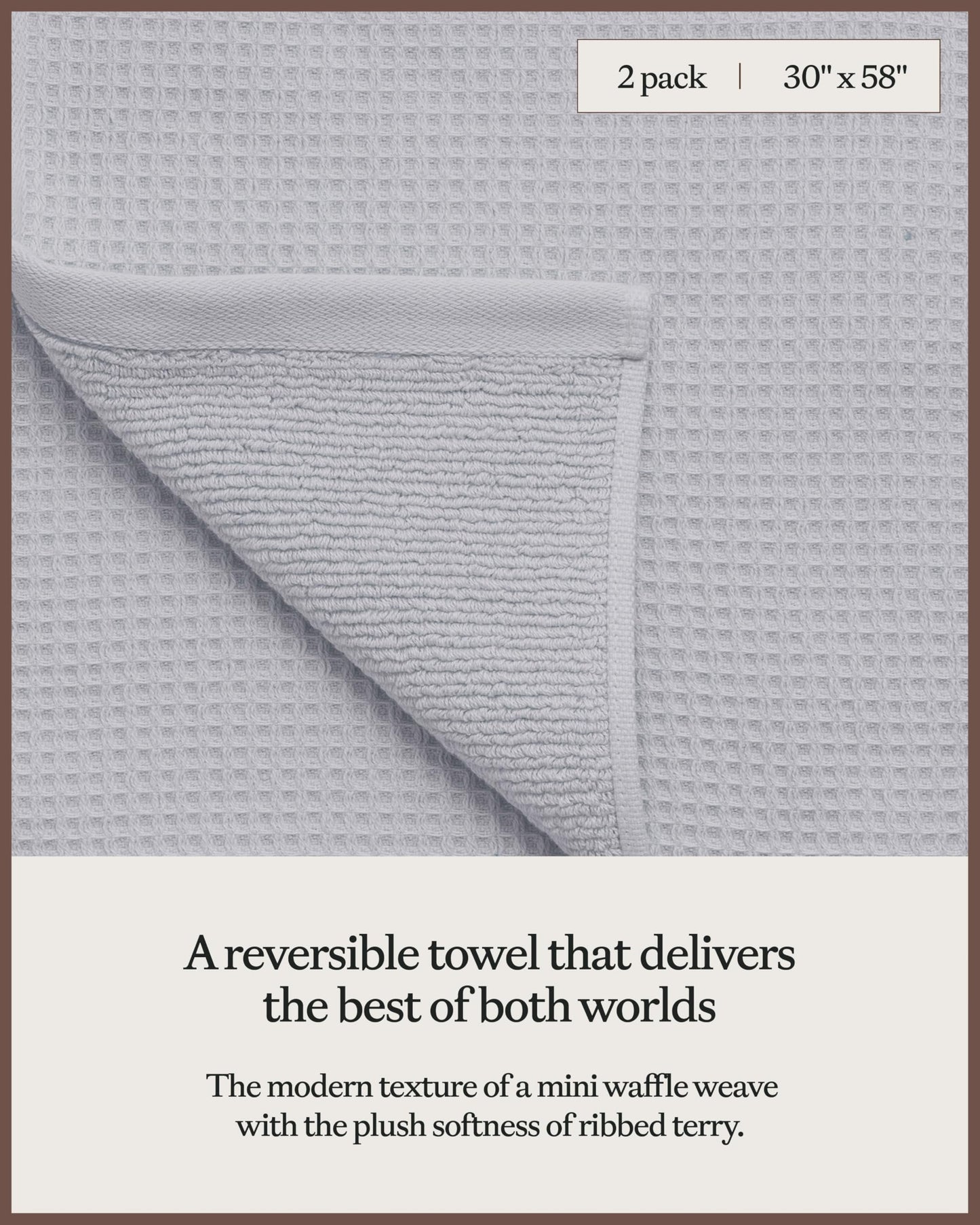 Cozy Earth Waffle Bath Towels - 60% Cotton 40% Viscose from Bamboo Bath Towels 30 x 58 Inches - Soft & Absorbent Terry, Reversible Mini Textured…