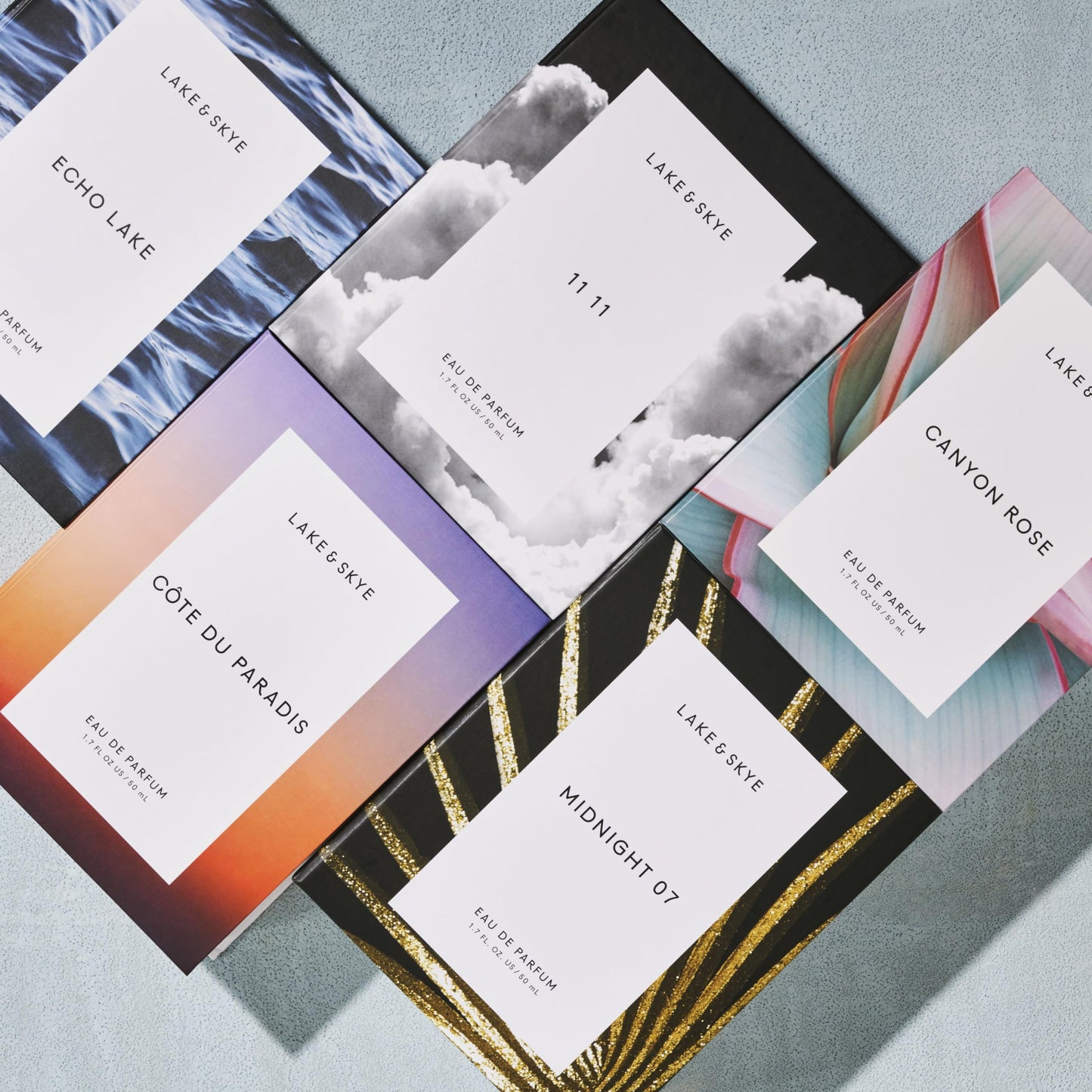 Lake & Skye 6 Piece Discovery Set – Includes 11 11, 11 11 Azure, Apaaray, Midnight 07, Saffron Dusk and Santal Gray