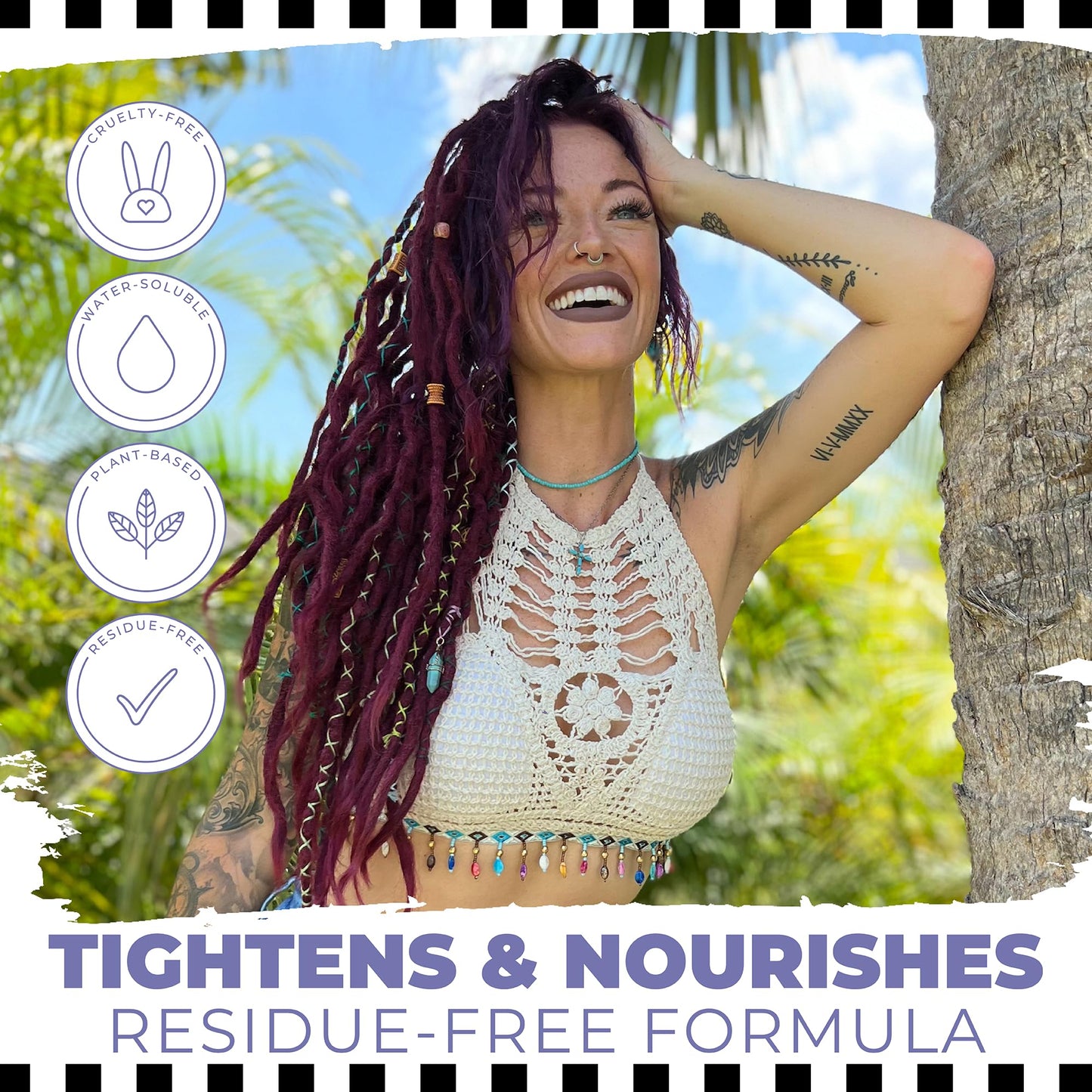 Dollylocks Tightening Serum - Dreadlock Tightening Serum & Residue-Free Loc Gel, Plant-Based, Vegan & pH-Balanced (Nag Champa Scent, 4oz)
