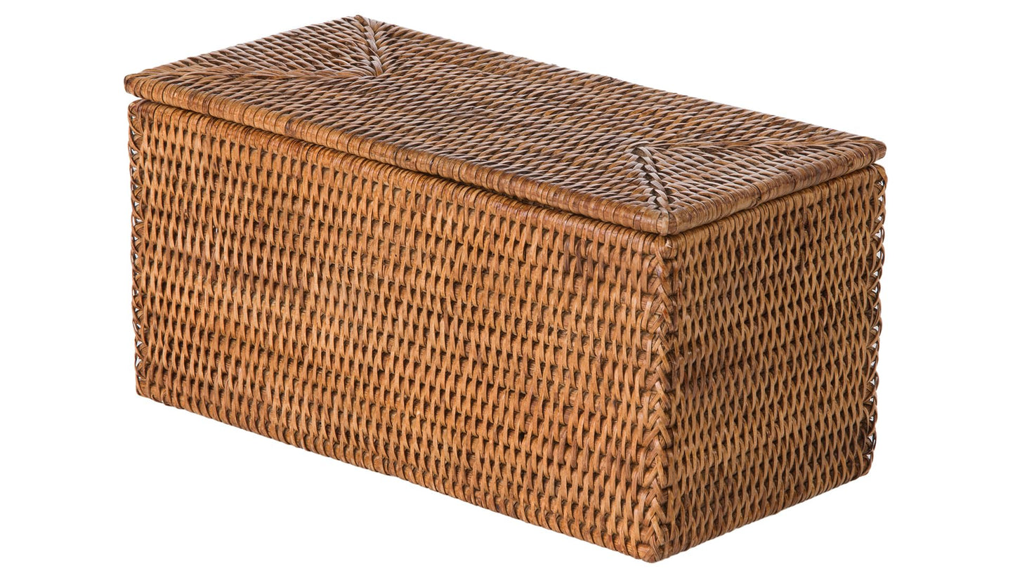 KOUBOO La Jolla Rattan Box, Toilet Roll Storage, Storage Boxes, Rattan Basket Decorative Boxes, Storage Container, Rectangular, Honey - Brown