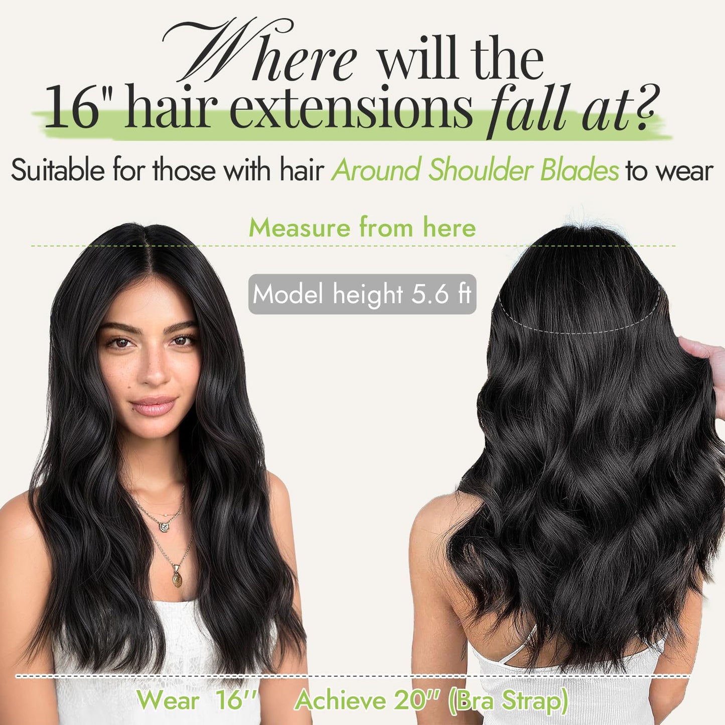 KooKaStyle Wavy Invisible Wire Hair Extensions 16"Natural Black Beauty and Personal Care KooKaStyle