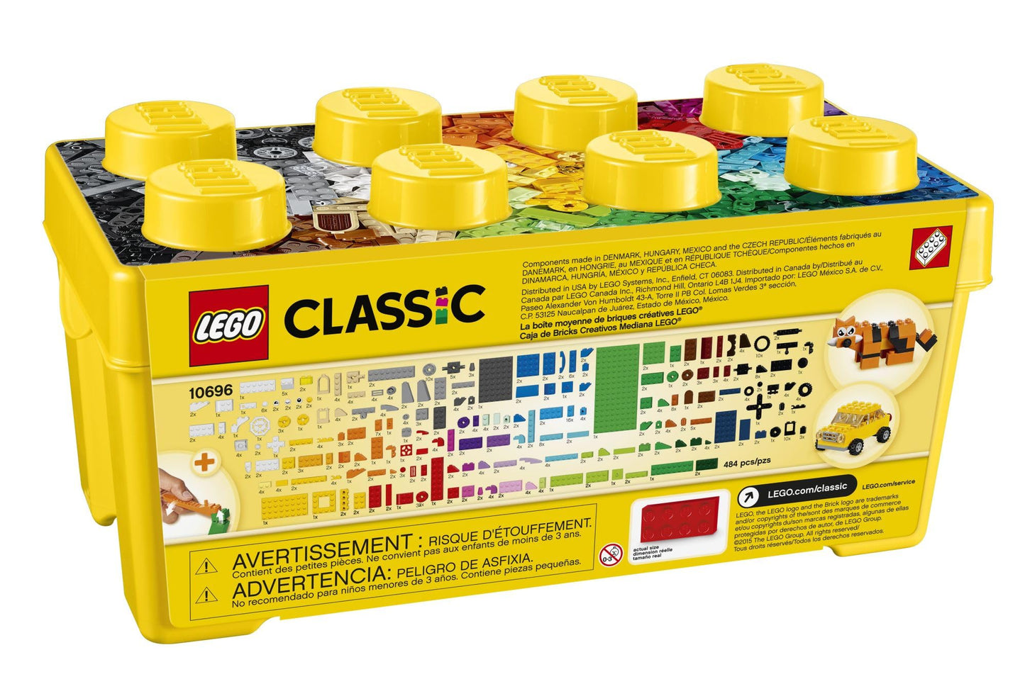 LEGO Classic Medium Creative Brick Box 10696, Building Toy Set with Storage, Train, Car & Tiger Figure, Fun Playset for Kids Ages 4-99
