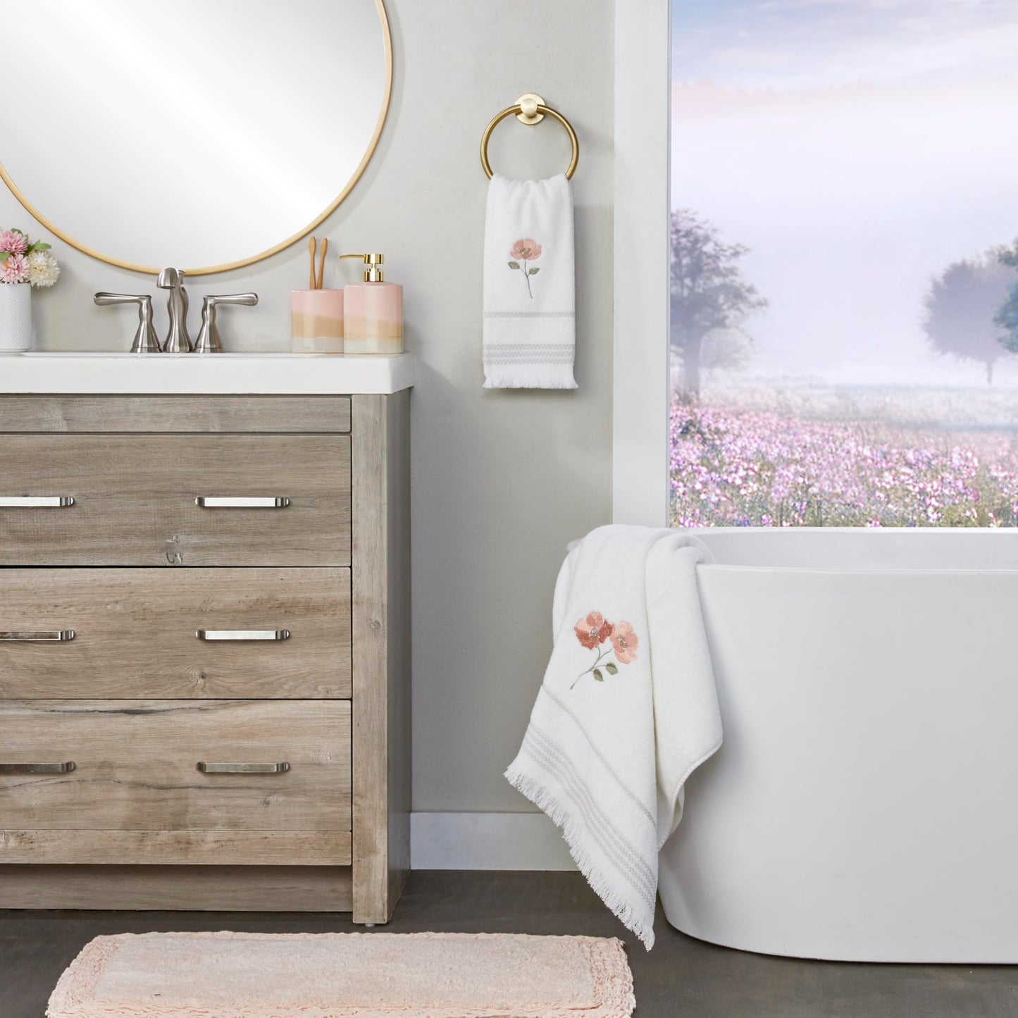 SKL HOME by Saturday Knight Ltd. - U1108010830203 Misty Floral 2-Piece Hand Towel Set, White