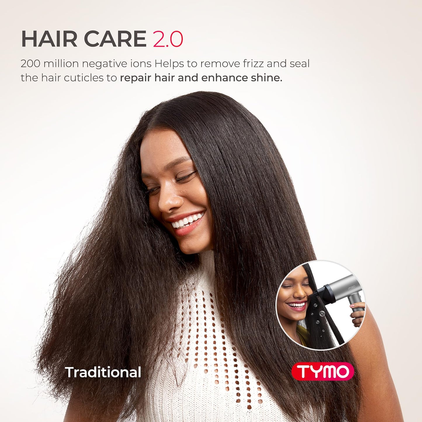 TYMO Hair Comb Attachment – Magnetic Nozzle for AIRHYPE Lite Dryer, Detangling & Lengthening Textured Hair, Quick & Efficient Styling