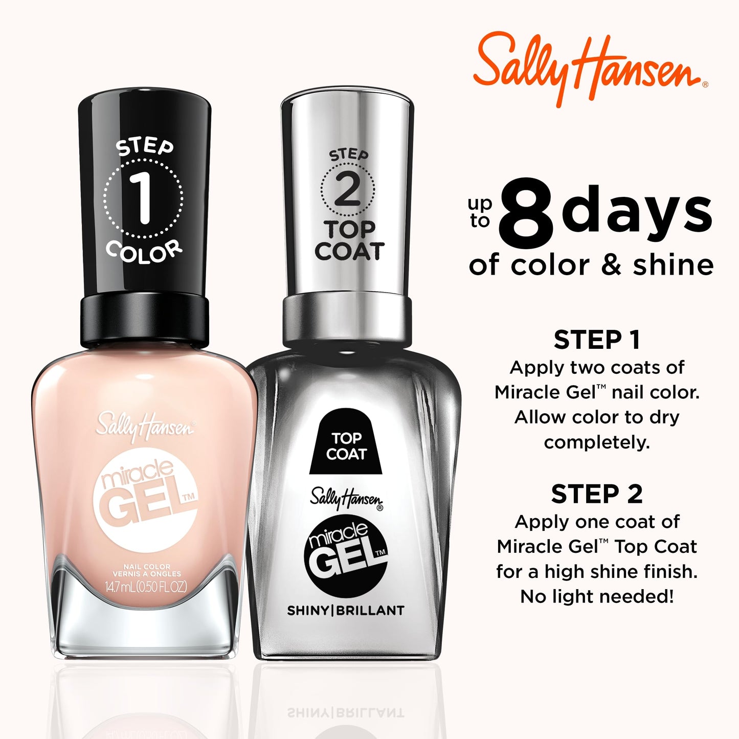 Sally Hansen Miracle Gel Salon Quality Nail Polish | Gel-Like Formula, Two-Step System, No UV Light Needed, Long Lasting | Sheer | 187 Sheer Happiness Beauty & Personal Care Sally Hansen