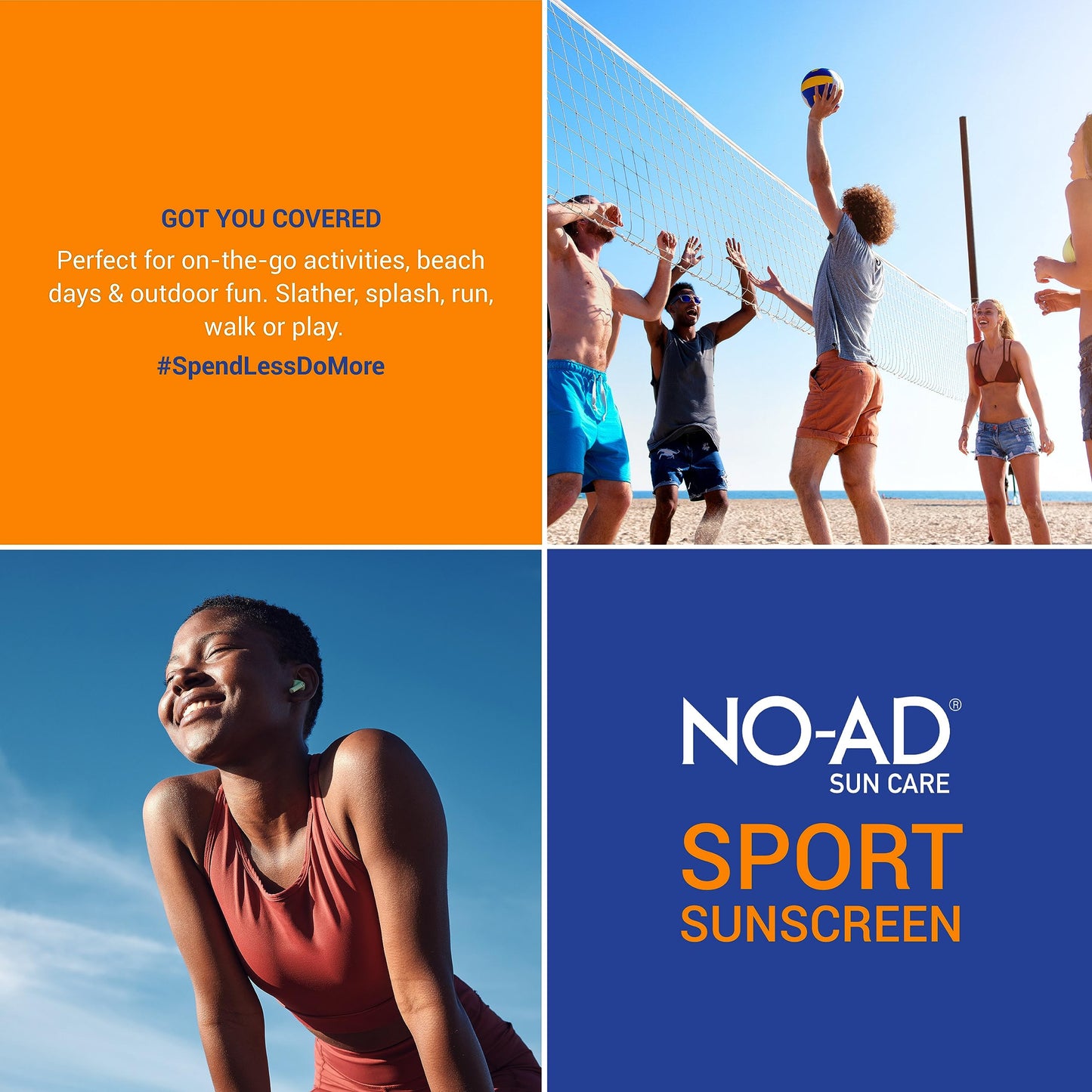 NO-AD SPF 50 SPORT Sunscreen Lotion | Hypoallergenic | Broad Spectrum UVA/UVB Protection | Water Resistant | Octinoxate & Oxybenzone Free