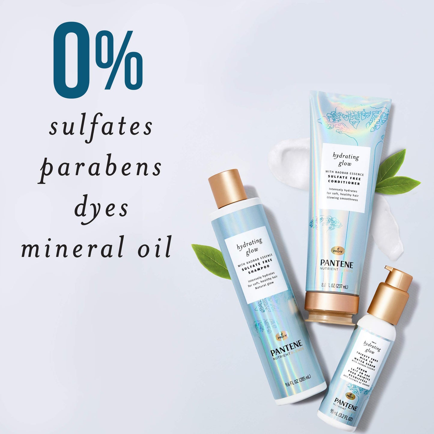 Pantene Shampoo and Conditioner Plus Hair Mask Rescue Shot Treatment with Baobab Essence/Nutrient Blends For Hydrating Glow, White