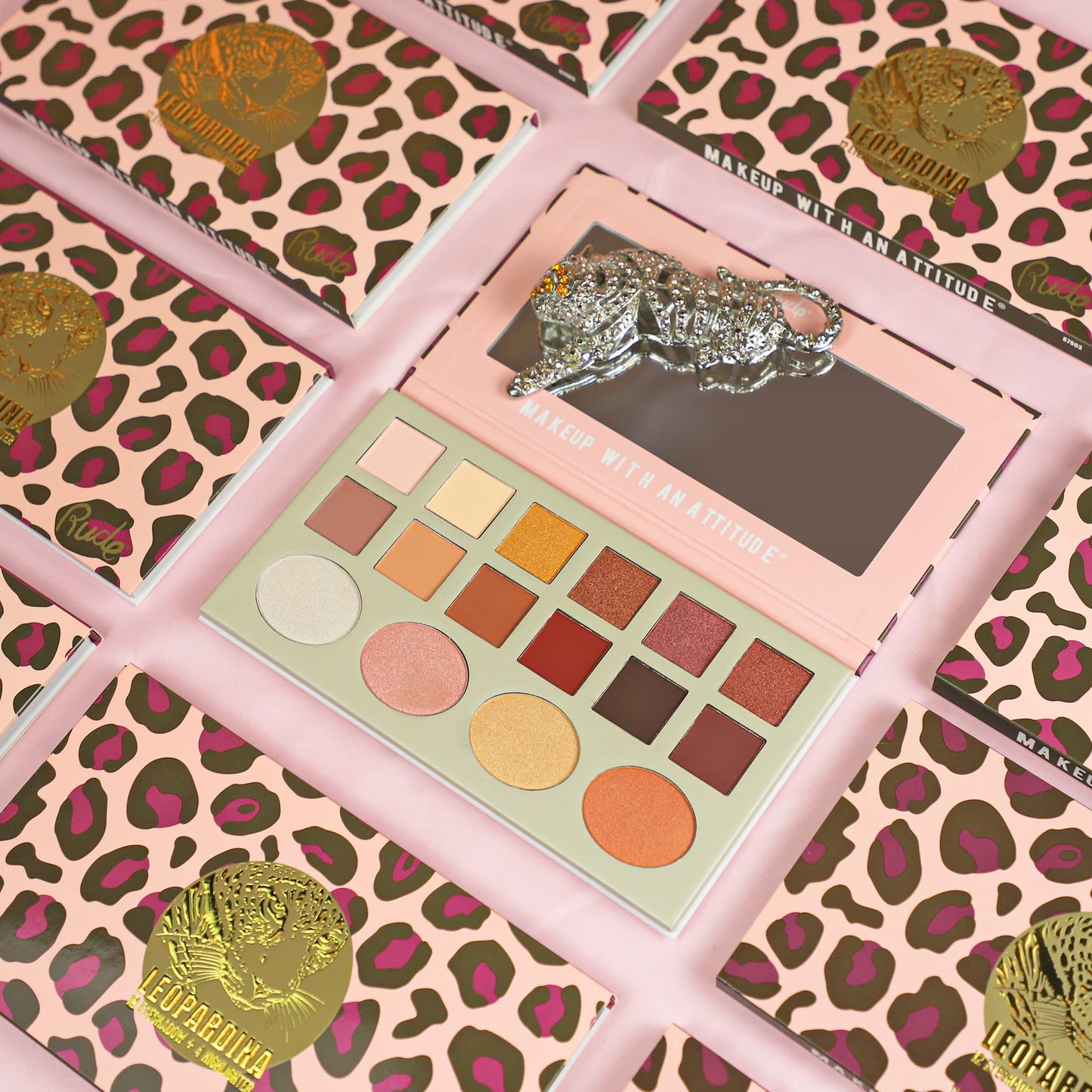 Leopardina Eyeshadow and Highlighter Palette by Rude Cosmetics for Women - 1.031 oz Makeup