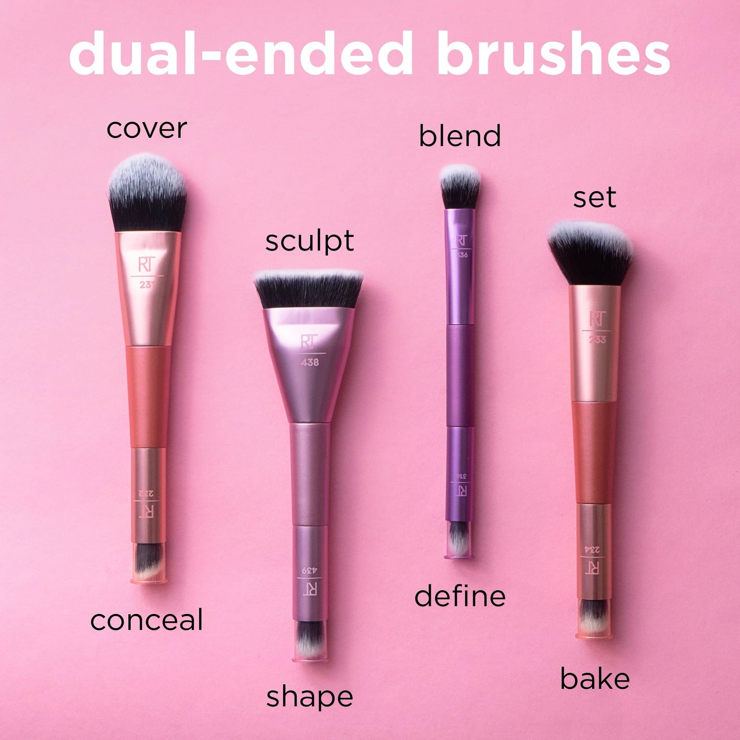Real Techniques Cover & Conceal Dual Ended 2-in-1 Makeup Brush, For Flawless Foundation Coverage, Smooths and Conceals, Covers Blemishes