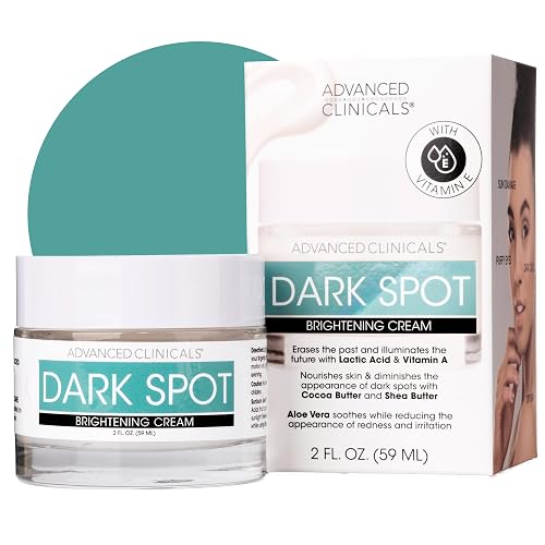 Advanced Clinicals Dark Spot Face Moisturizer | Lactic Acid Lotion For Face With Caffeine, Cocoa Butter, & Vitamin A | Brightening Cream Visibly