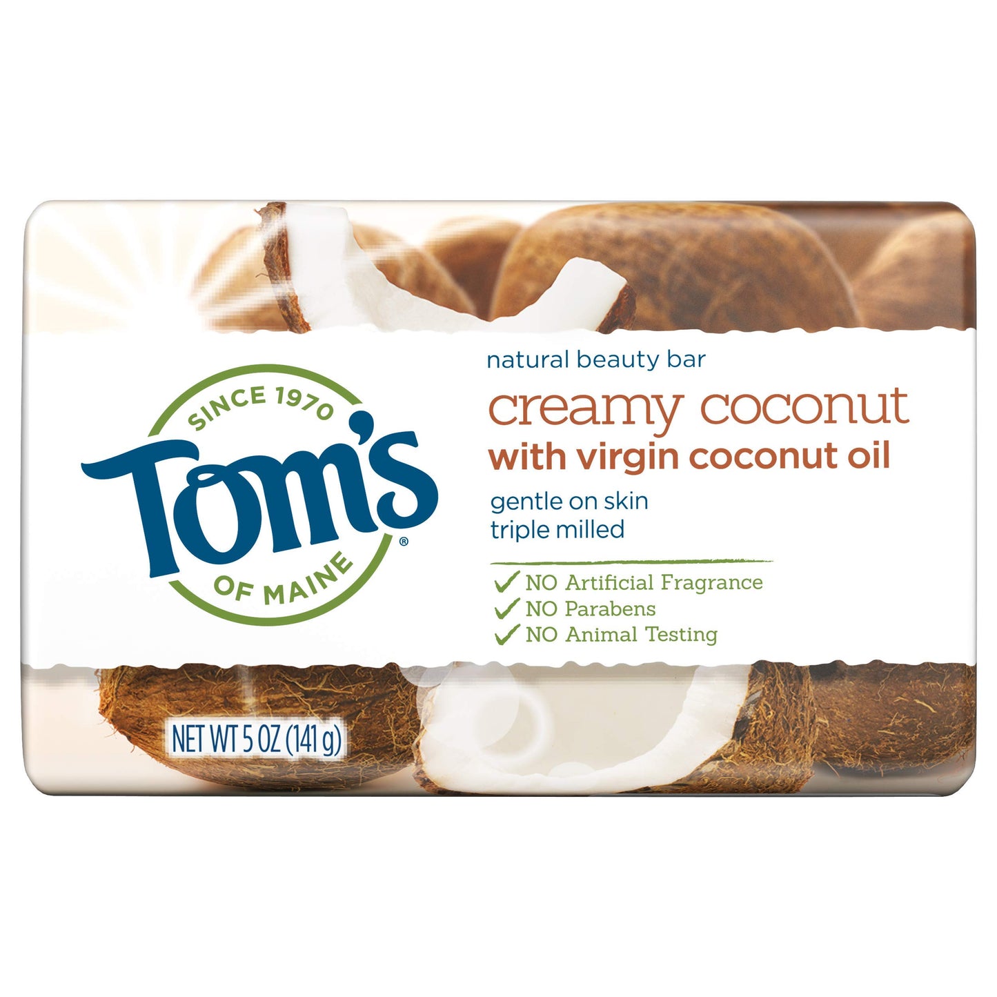 Tom's of Maine Natural Beauty Bar, Bar Soap, Natural Soap, Creamy Coconut with Virgin Coconut Oil, 5 Ounce