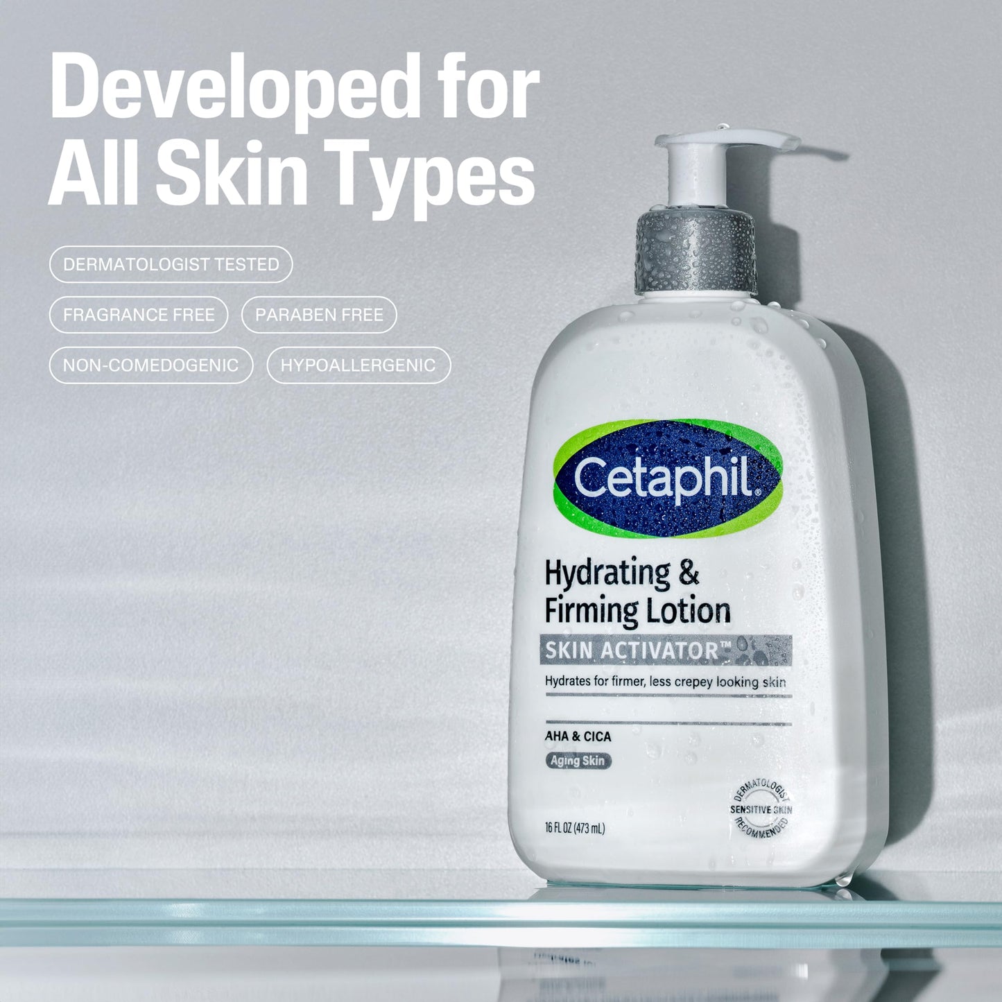 Cetaphil Skin Activator Hydrating & Firming Body Lotion 16oz, Mandelic Acid (AHA) and Centella Asiatica (CICA) Body Moisturizer, Hydrates and Firms
