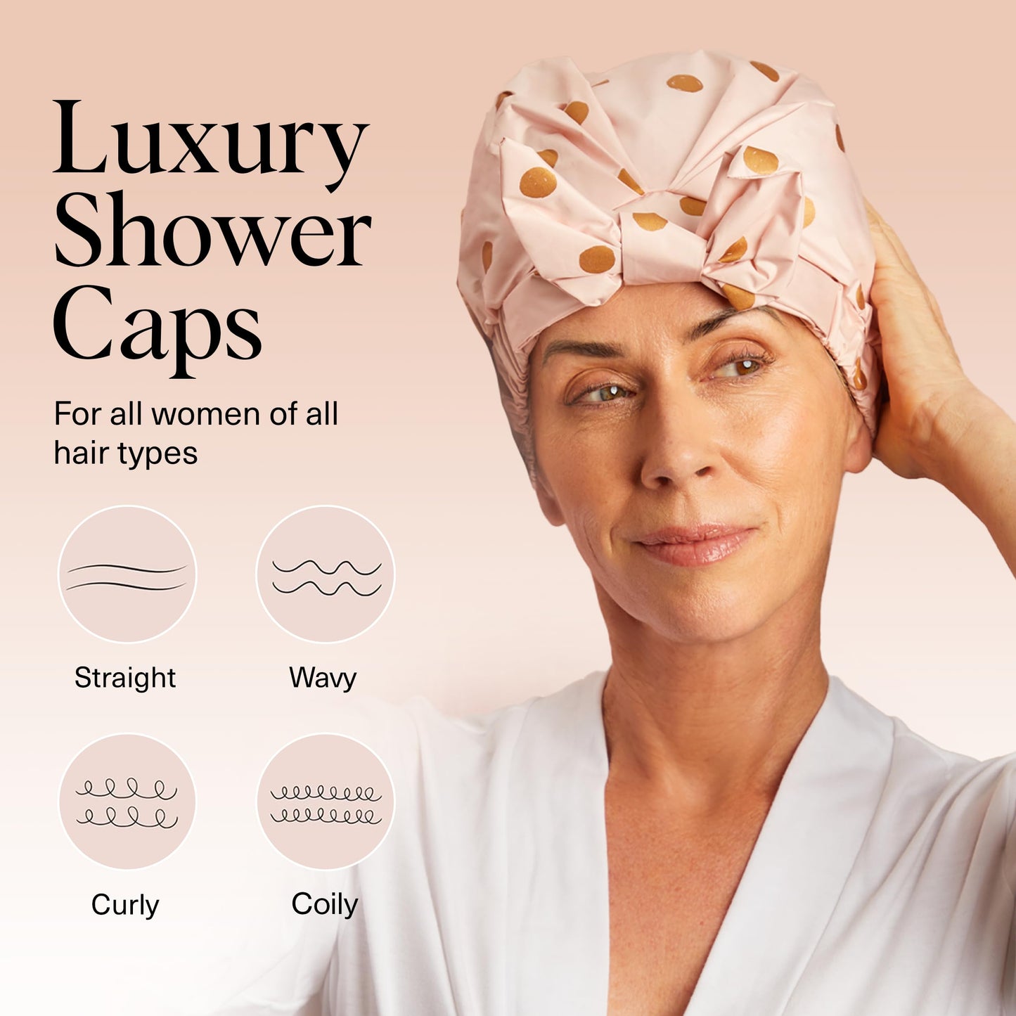 Kitsch Luxury Shower Caps for Women Reusable Waterproof - Large Shower Cap for Women, Non-slip, Quick-dry Hair Cap for Long and Short Hair