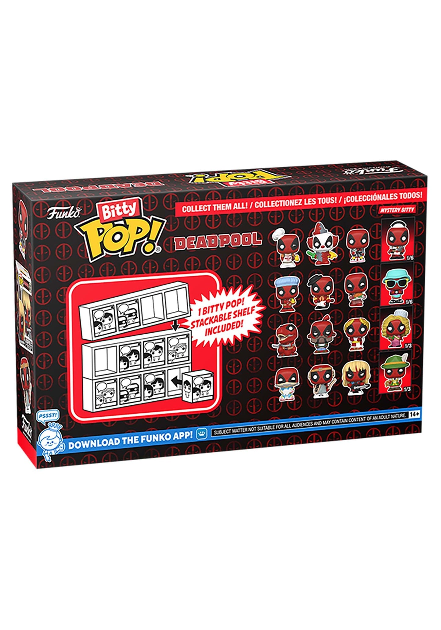 Funko Bitty POP! Deadpool - Sleepover, 4-Pack and A Surprise Mystery Mini Figure - 0.9 Inch (2.2 Cm) Collectable - Stackable Display Shelf Included…