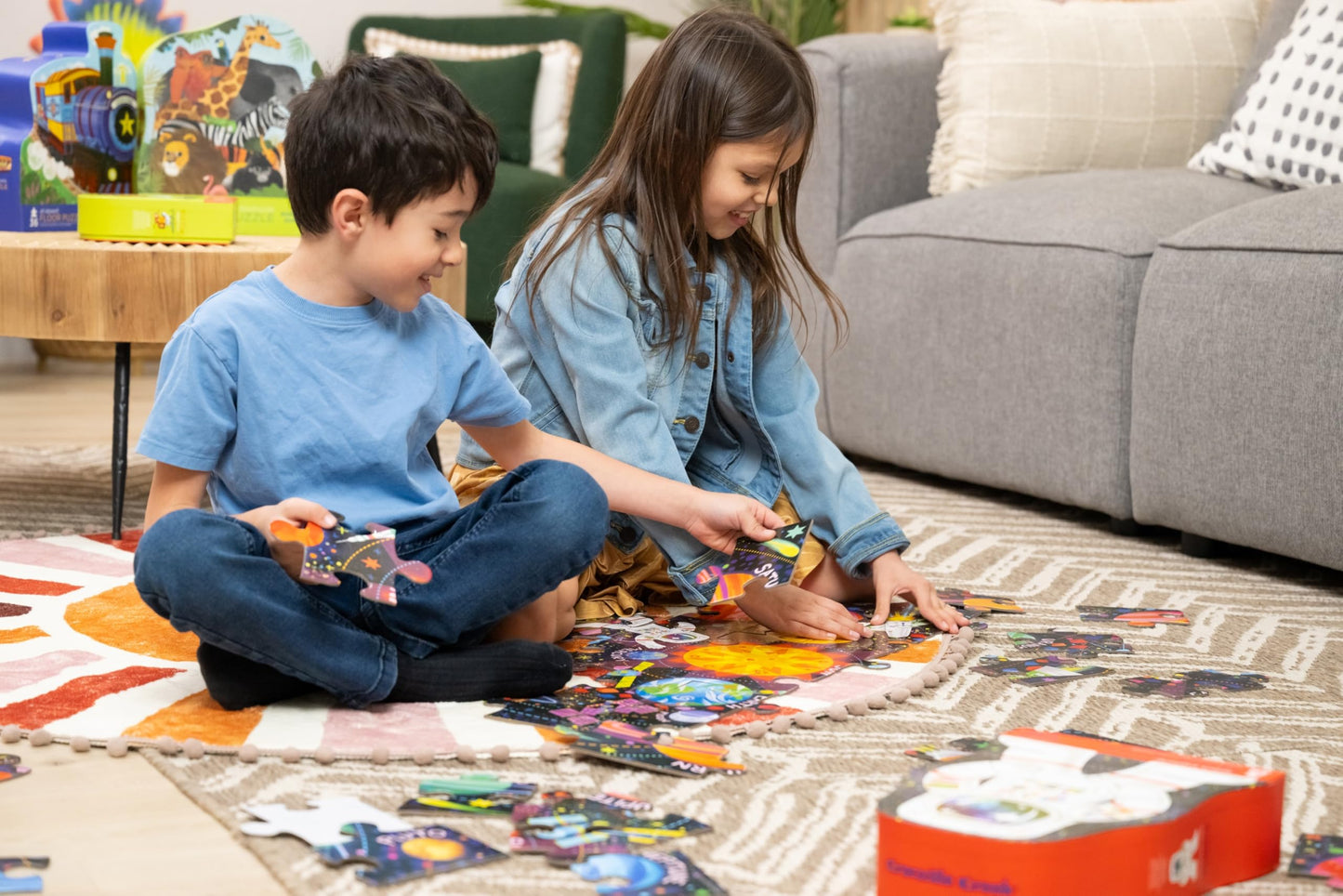 Crocodile Creek Dinosaur Floor Puzzle, 36-Piece Jigsaw for Kids Ages 3-5, Large 27" x 20" Puzzle with Heavy-Duty Storage Box