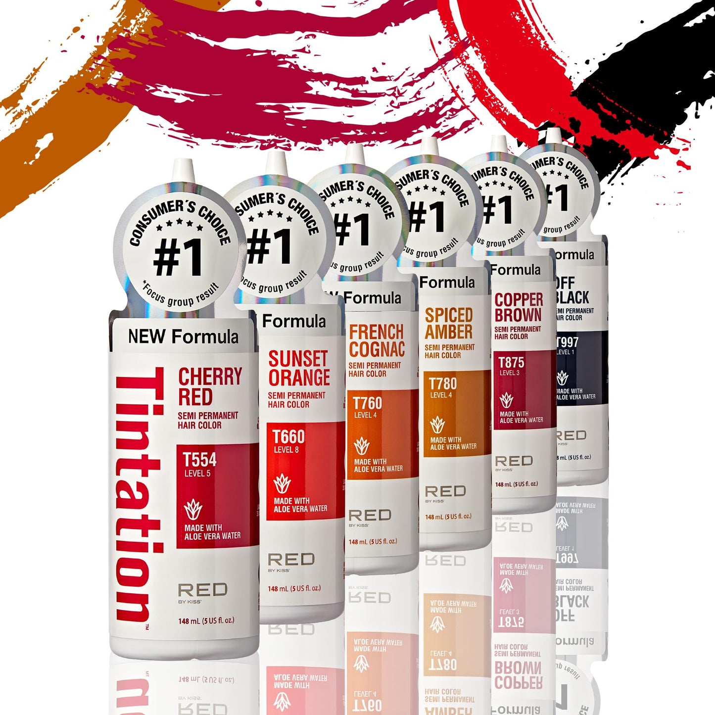 Red by Kiss Tintation Semi-Permanent Hair Color, Aloe Vera Water Based, Argan Oil, Olive Oil, Collagen & Keratin, Long-Lasting Color Dye (French