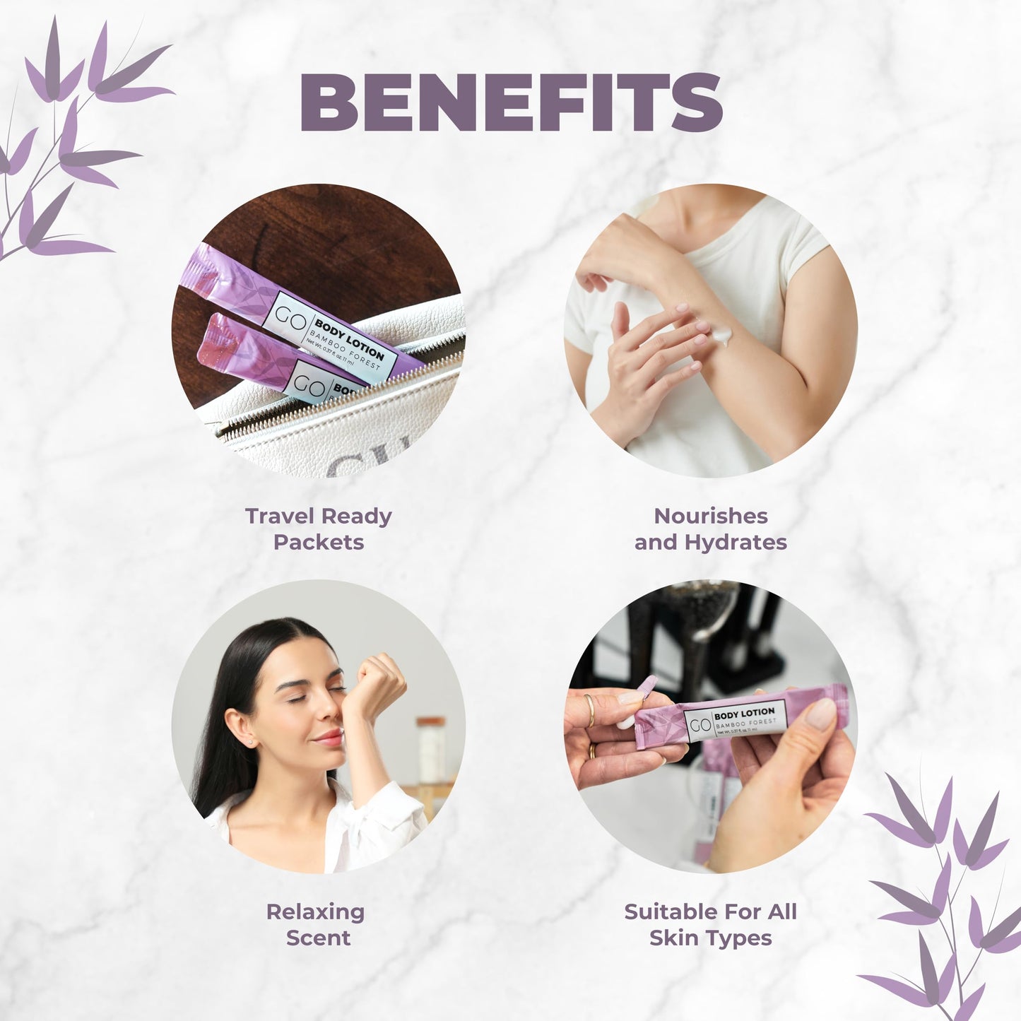 Go Essentials Travel Size Lotion Packets - Single Use Body and Hand Lotion for Hydrated Skin and Toiletries. Airline Friendly - Portable Bulk. Womens