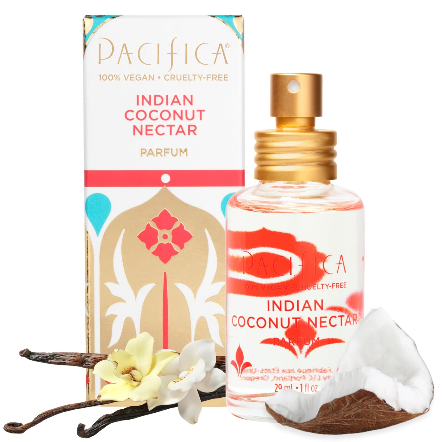 Pacifica Indian Coconut Nectar Perfume Spray - Tropical Vanilla & Coconut Fragrance, Layerable Beachy Perfume for Women, Clean, Non-Toxic, Vegan