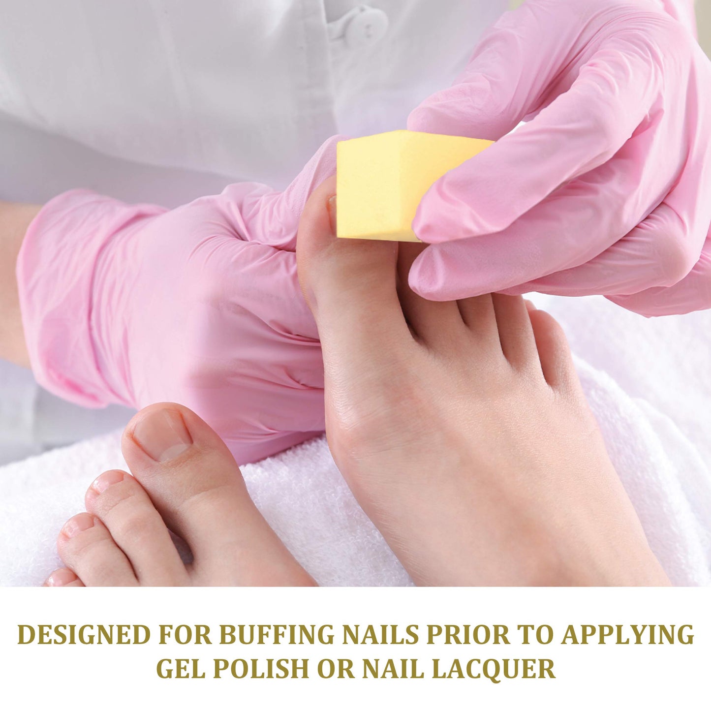ForPro Professional Collection Yellow Pedicure Block, 220/220 Grit, Three-Sided Pedicure Nail Buffer, 3.75”L x 1”W x 1”H, Yellow, 15-Count