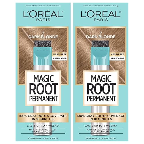 L'Oreal Paris Magic Root Permanent Hair Color Kit, 100% Gray Hair Coverage In Just 10 Minutes, Precision Brush Applicator for Seamless Application, 7