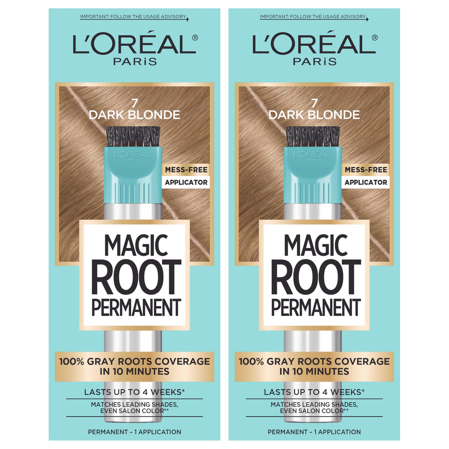 L'Oreal Paris Magic Root Permanent Hair Color Kit, 100% Gray Hair Coverage In Just 10 Minutes, Precision Brush Applicator for Seamless Application, 7
