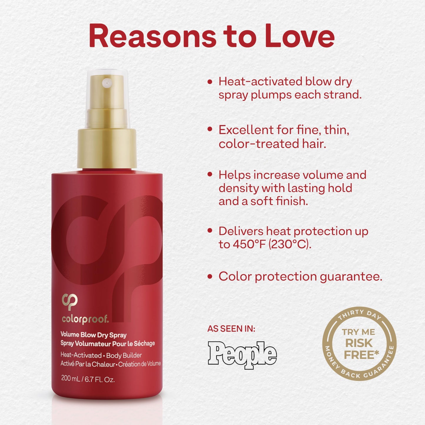 Colorproof Volume Blow Dry Spray Primer 6.7 Fl. Oz. Volumizing Heat Protection Spray for Hair, White Nectarine Scent