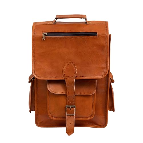 Shy Shy Let's Touch The Sky 16" Vintage leather Backpack Laptop Messenger Bag Lightweight College Rucksack Sling for Men Women