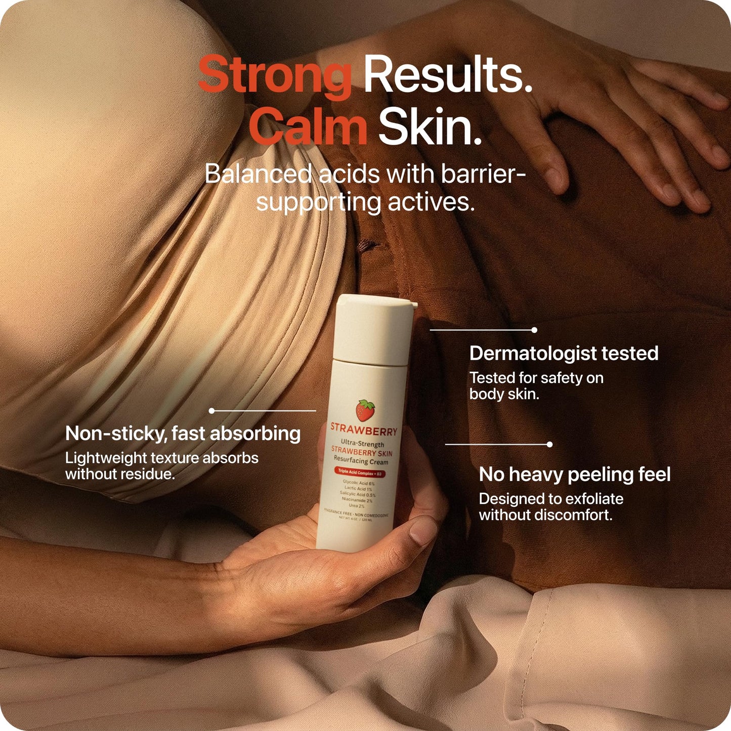 Strawberry® Resurfacing Cream for Keratosis Pilaris - KP Bump Eraser for Strawberry Skin - Exfoliating Lotion with Glycolic, Lactic & Salicylic Acid