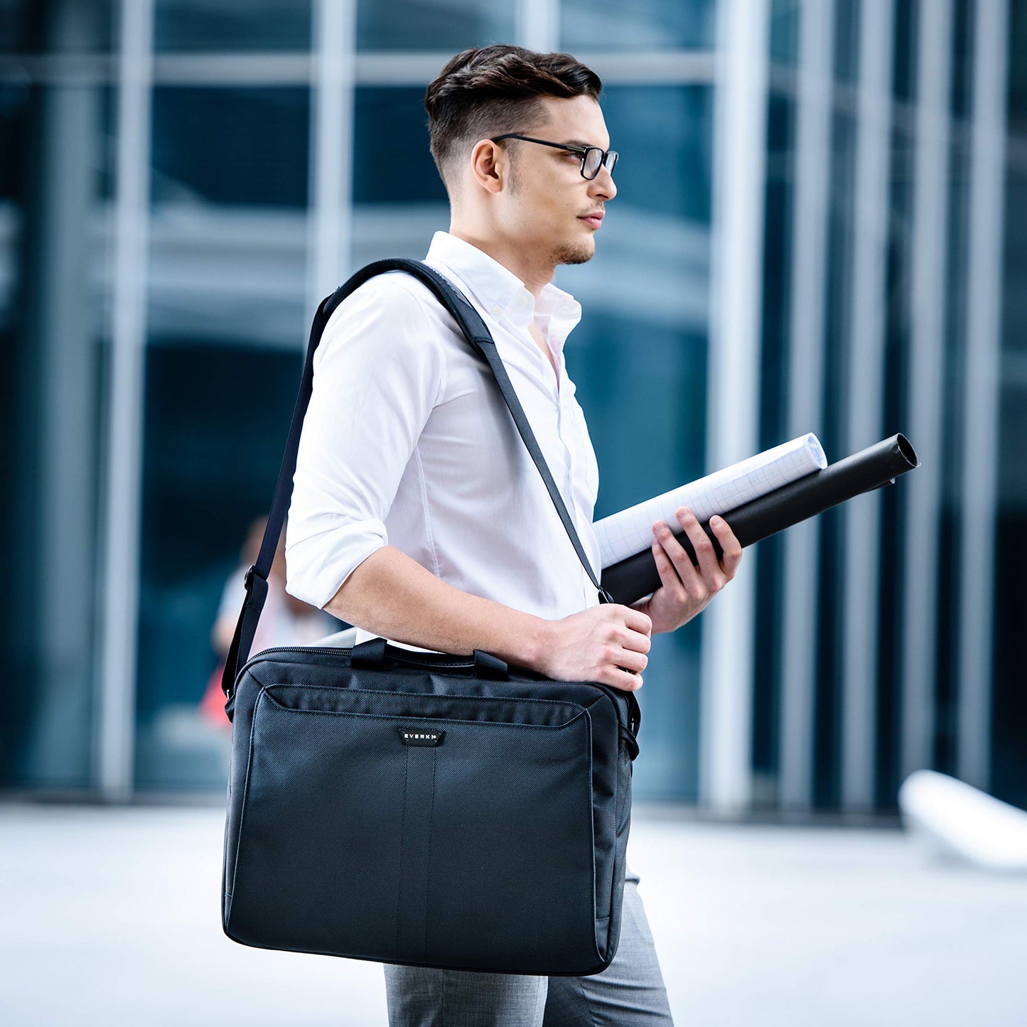 EVERKI Lunar Large Laptop Briefcase - Water-Repellent Durable Ballistic Nylon & Leather Accent Briefcase Bag, Professional Work/Gaming Laptop Bag