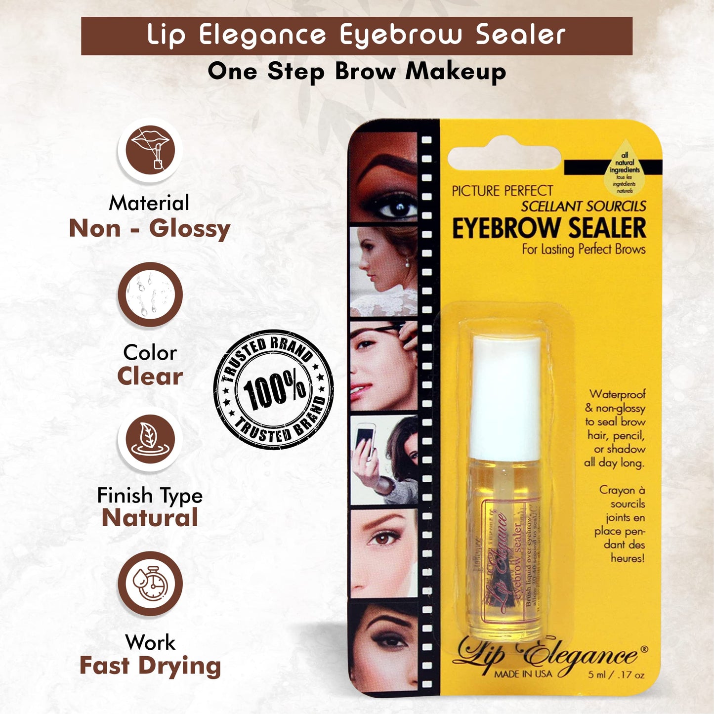 Lip Elegance Eyebrow Sealer - Clear Waterproof Brow Gel for Extreme Hold, 0.17 Ounce