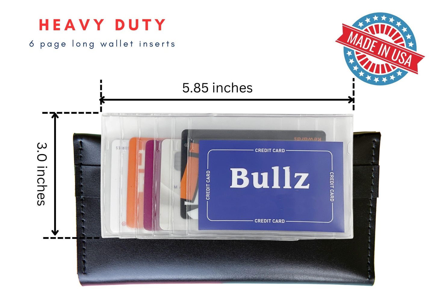 Bullz Set of Heavy Duty Vinyl Plastic Secretary Inserts for Long Wallets- 6 Pages (Set of 2pcs)