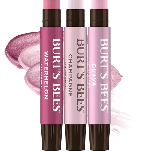 Burt's Bees Lip Shimmer Pink Collection, Tinted Lip Balm Stick, Moisturizing for All Day Hydration with Natural Glowy Pigmented Finish & Buildable