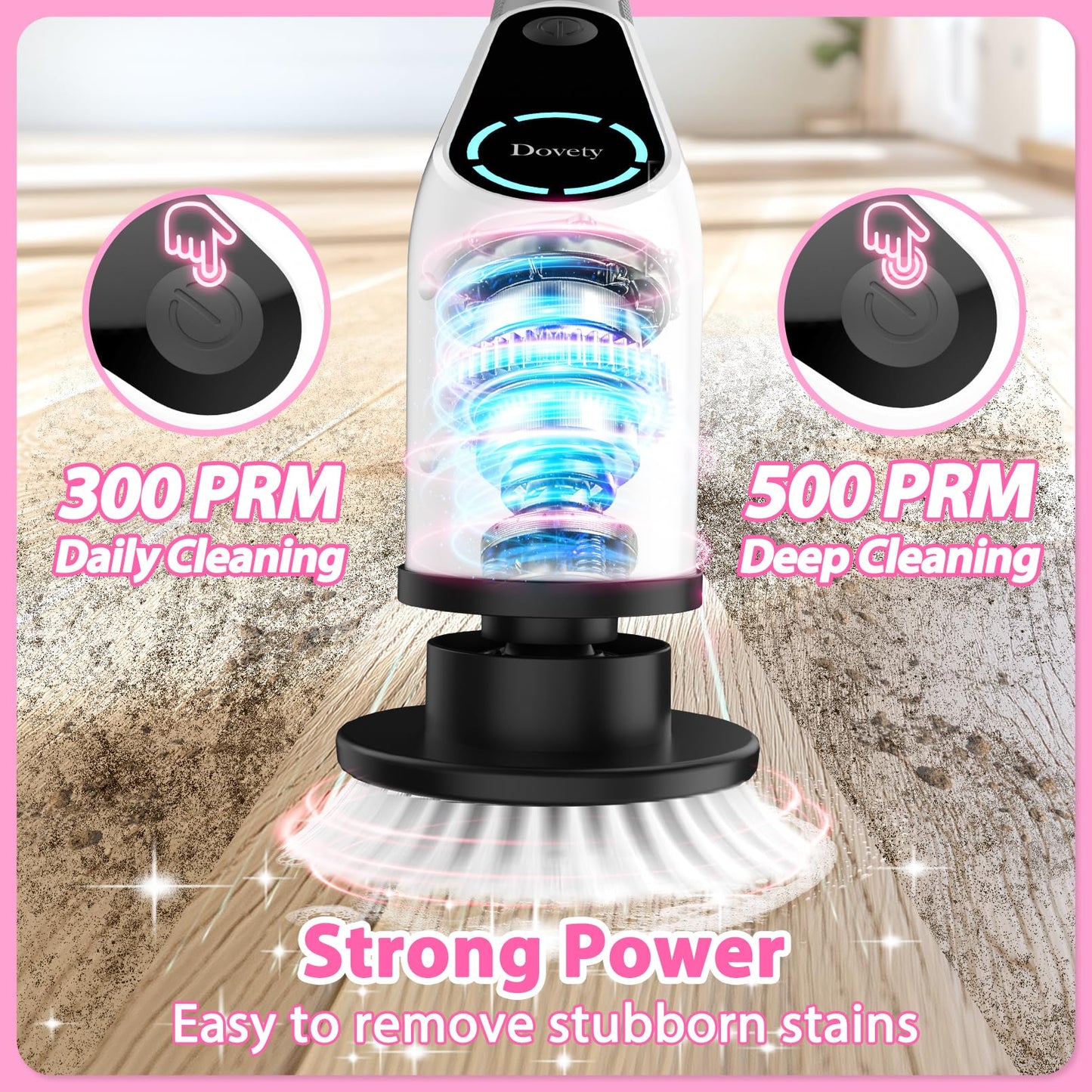 Dovety Electric Spin Scrubber – Cordless Cleaning Brush with 8 Heads, 2 Speeds & Extension Handle for Tile, Grout, Bathtub, Floor