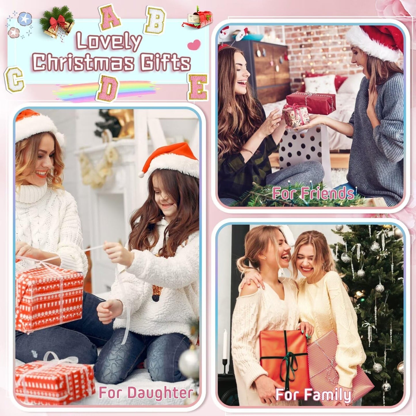 TOPEAST Initial Makeup Bag – Personalized Preppy Cosmetic Pouch, Leather Toiletry Bag, Birthday Gifts for 4–12 Year Old Girls (Pink A)