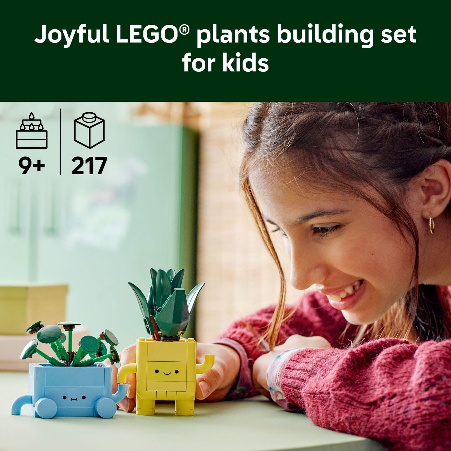 LEGO Botanicals Happy Plants 10349, Building Toy Set for Kids Ages 9+, Fun Desk or Shelf Decor, Great Birthday Gift for Girls, Boys & Adults