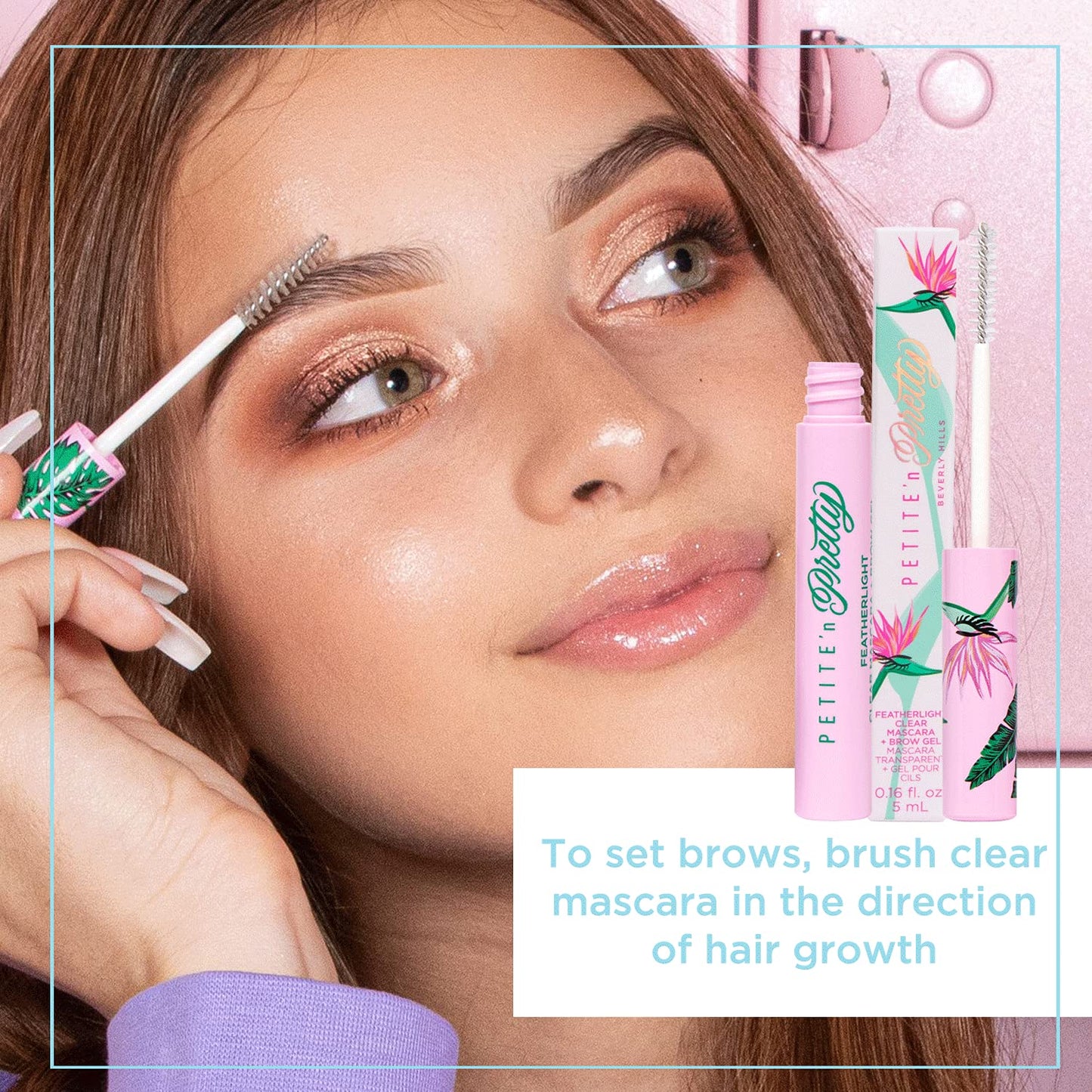 Petite 'n Pretty Featherlight Clear Mascara and Brow Gel - Makeup for Kids, Tweens and Teens - Dual Purpose Clear Finish for Brows and Lashes