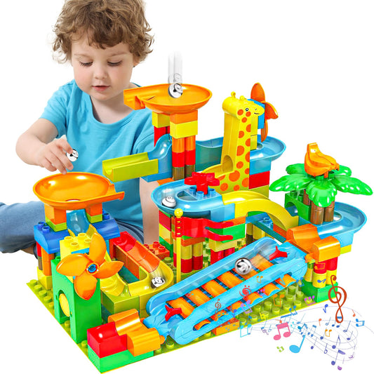 BATTOP Marble Run 167pcs Big Block Set – STEM Race Track Building Toy with 4 Balls for Kids Ages 4-8, Fun Christmas Gift for Boys & Girls