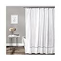 Lush Decor Hotel Collection Shower Curtain Fabric Minimalist Plain Style Bathroom Design, 72" x 72", White and Gray