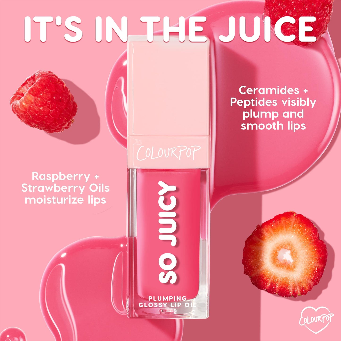 ColourPop So Juicy Plumping Glossy Lip Oil - Hydrating & Plumping Lip Oil with a Sheer Wash of Non-Sticky Color - Infused with Peptides, Ceramides