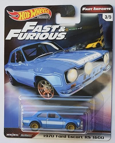 Hot Wheels Fast & Furious Premium Fast Imports, Blue 1970 Ford Escort Rs 1600 3/5