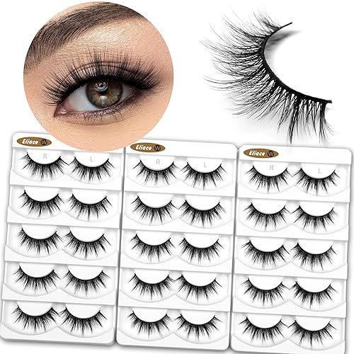 Eliace False Eyelashes Natural look Cat Eye Lashes Wispy Strips 3D Mink Lashes Fake Eyelashes Volume Fluffy Thick,Thin Soft Band Comfortable Dramatic